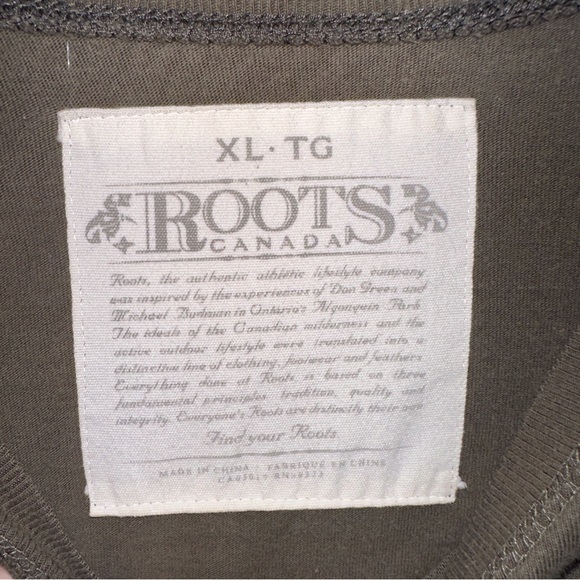 Roots Canada Athletic 1973 Thermal Mens Pullover Size XL Olive Green Beaver Logo - Picture 7 of 10